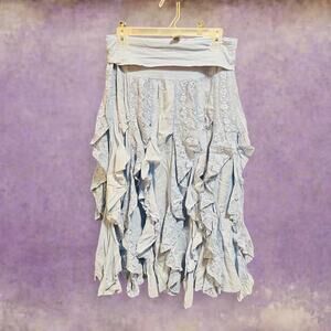 Y2k light blue lace ruffle skirt